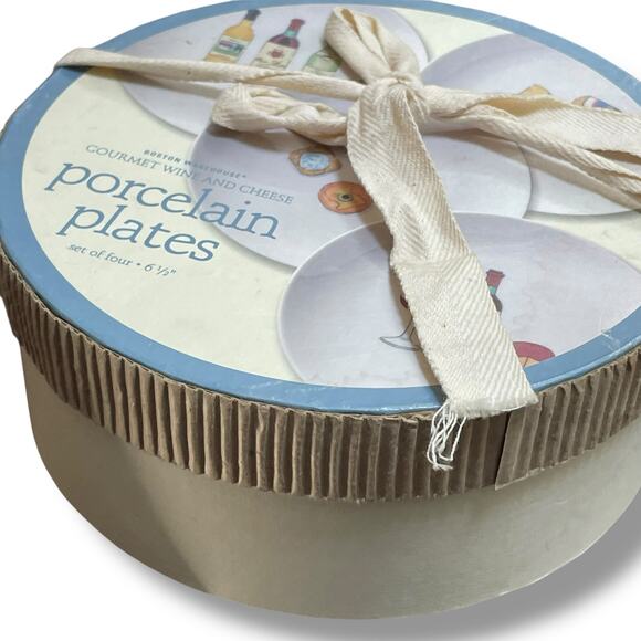 Vintage 2001 Nancy Green Boston Warehouse 6" Wine Cheese Appetizer Ceramic Set 4 - Picture 3 of 12